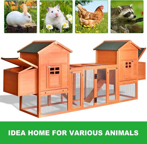 Rabbit Hutch, Indoor Bunny Cage, Outdoor Rabbit Cages with Run, Pet House with Deeper No Leak Tray, UV Panel, Removable Bottom Wire Mesh for Small Animals,Grey in Saudi Arabia