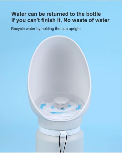 Dog Water Bottle, Food Grade Silicone, Leak Proof Dog Water Dispenser with Drinking Bowl, Lightweight, Portable Pet Dog Water Dispenser for Outdoor Walking,Hiking,Travel (19oz) (white, 550ML) in Saudi Arabia
