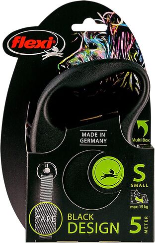 Flexi Black Design Tape Black Small 5m Retractable Dog Leash/Lead for Dogs up to 15kgs/33lbs in Kuwait