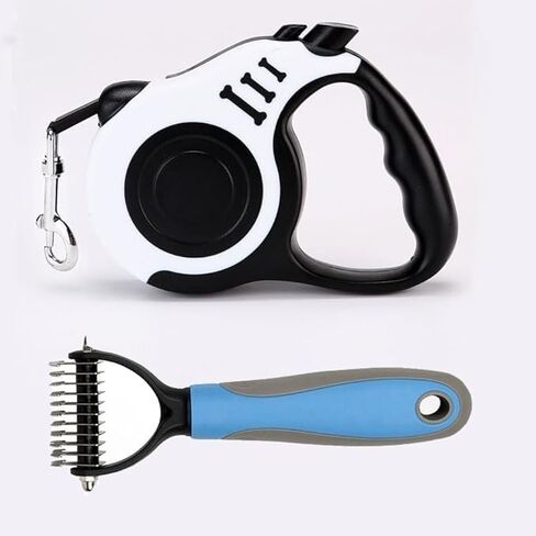 Retractable Dog Leash Lightweight 16FT Leash, with Grooming Tool (White Set, 16FEET) in Saudi Arabia