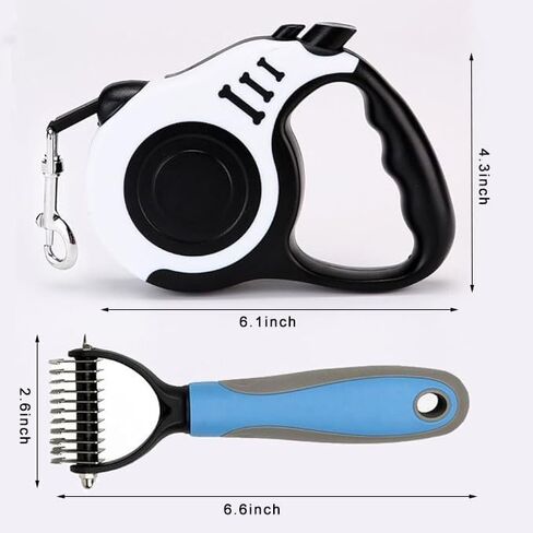 Retractable Dog Leash Lightweight 16FT Leash, with Grooming Tool (White Set, 16FEET) in Saudi Arabia
