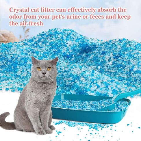 Sukh 14.8 OZ Crystal Cat Litter - Cat Litter Crystals Blue White Clear Dust-Free Low Tracking, Odor Control Litter Crystals Silica Gel Color Particles Water Absorption Cats Litter in Saudi Arabia