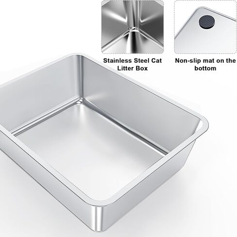 Stainless steel cat litter box - Enclosed large cat litter box, suitable for large cat, Top Entry Cat Litter Box with lid, easy to clean, odorless, non-stick, metal cat litter box in Saudi Arabia