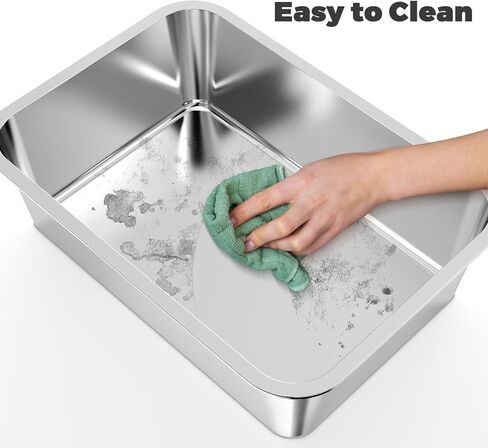 Stainless steel cat litter box - Enclosed large cat litter box, suitable for large cat, Top Entry Cat Litter Box with lid, easy to clean, odorless, non-stick, metal cat litter box in Saudi Arabia