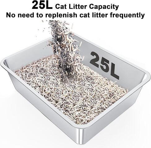 Stainless steel cat litter box - Enclosed large cat litter box, suitable for large cat, Top Entry Cat Litter Box with lid, easy to clean, odorless, non-stick, metal cat litter box in Saudi Arabia
