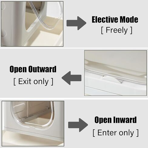 Vealind Covered Cat Litter Box with Sifting Lid, Kitty Litter Box Enclosure, Top Entry Enclosed Litter Box with Litter Scooper and Brush, Black & White Easy Clean Hooded Travel Litter Box for Cats in Kuwait