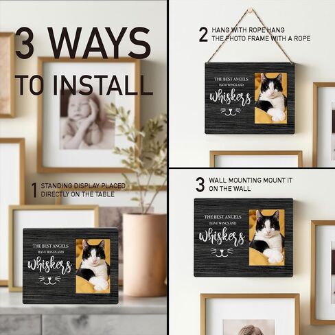 IAXIC Sympathy Photo Frame Memorial Picture Frame Cat Memorial Gifts for Loss of Cat Pet Loss Gifts to Honor and Remember a Cat, Grief Gifts for Women Remembrance Decorations for Wall Desk Tabletop in Saudi Arabia