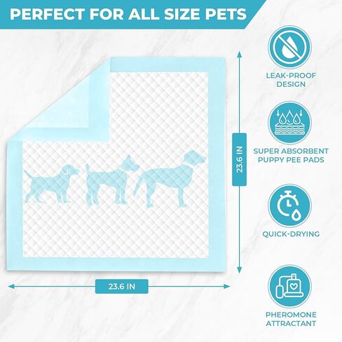 GOODLIFEZ Disposable Large Pet Pee Pads 50 Pack Super Absorbent 23.6 x 23.6 in Puppy Training Pads Leak Proof Quick Dry Odor Control Ideal for Indoor Use Convenient Bulk Pack for Dogs in Saudi Arabia