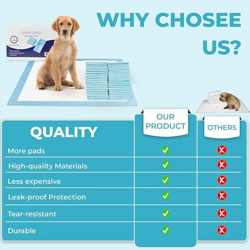 GOODLIFEZ Disposable Large Pet Pee Pads 50 Pack Super Absorbent 23.6 x 23.6 in Puppy Training Pads Leak Proof Quick Dry Odor Control Ideal for Indoor Use Convenient Bulk Pack for Dogs in Saudi Arabia