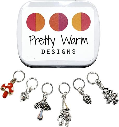 مجموعة أقلام تحديد غرز الحياكة الرائعة من Woodland Garden Gnome مع حقيبة تخزين | مصنوع يدويًا بواسطة تصميمات جميلة دافئة | علامات سحرية على شكل حلقة معدنية لطيفة وإكسسوارات متماسكة ممتعة هدية مضادة لعيد الميلاد in Kuwait