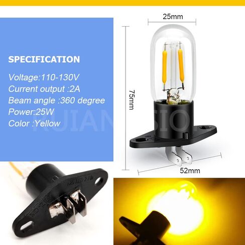 لمبة ميكروويف Ruiandsion Z187 قاعدة 110 فولت 120 فولت 25 وات LED لمبة ميكروويف لمصباح فرن الكمثرى بالميكروويف العالمي، أبيض in Saudi Arabia