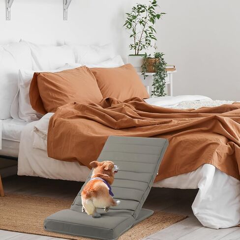 HOMBYS Soft Dog Ramp for Bed, Adjustable 7"-20" Foldable Dog Ramp for Couch, Sofa & Car, No Need to Install Portable Ramp for Small & Medium, Soft PU Fabric Do Not Hurt Pets, Up to 170 LBS in Kuwait