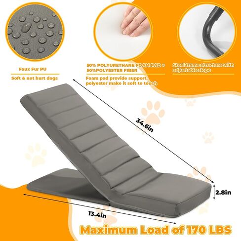 HOMBYS Soft Dog Ramp for Bed, Adjustable 7"-20" Foldable Dog Ramp for Couch, Sofa & Car, No Need to Install Portable Ramp for Small & Medium, Soft PU Fabric Do Not Hurt Pets, Up to 170 LBS in Kuwait