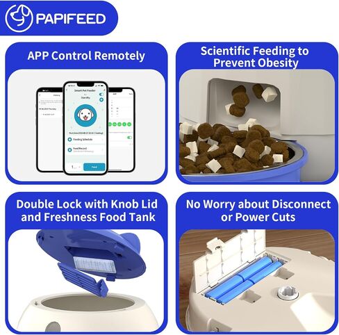 Smart Automatic Cat Feeders, Dual Power Supply Cat Food Distributor, WiFi Pet Feeder with APP Control for Remote Feeding, Moisture-proof Freshness Design, 3L Automatic Cat Feeder, Blue in Saudi Arabia