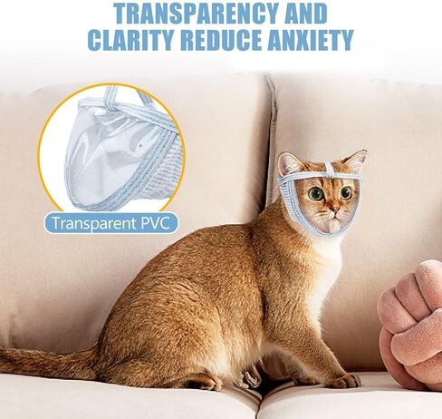 Cat Muzzle, Breathable Cat Face Cover Transparent Anti Bite Face Protection for Nail Trimming Bathing Postoperative Care in Saudi Arabia