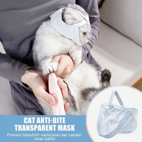 Cat Muzzle, Breathable Cat Face Cover Transparent Anti Bite Face Protection for Nail Trimming Bathing Postoperative Care in Saudi Arabia