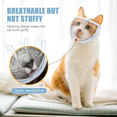 Cat Muzzle, Breathable Cat Face Cover Transparent Anti Bite Face Protection for Nail Trimming Bathing Postoperative Care in Saudi Arabia