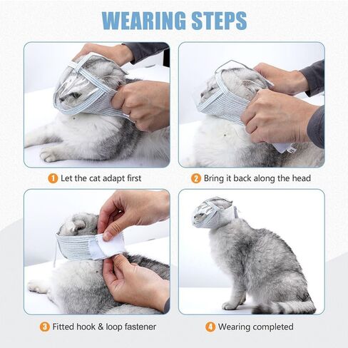 Cat Muzzle, Breathable Cat Face Cover Transparent Anti Bite Face Protection for Nail Trimming Bathing Postoperative Care in Saudi Arabia