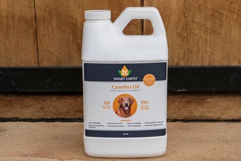 Camelina Oil for Dogs - Omega 3, 6, 9 Supplement for Healthy Skin, Shiny Coat & Flexible Joints - Dog Joint Supplement - Natural Canine Wellness - Omega 3 for Dogs (Pump Included - 64oz) in Saudi Arabia