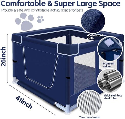 Foldable Portable Soft Dog Playpen with Gate, Dog Fence Puppy Playpen for Indoor & Outdoor in Saudi Arabia