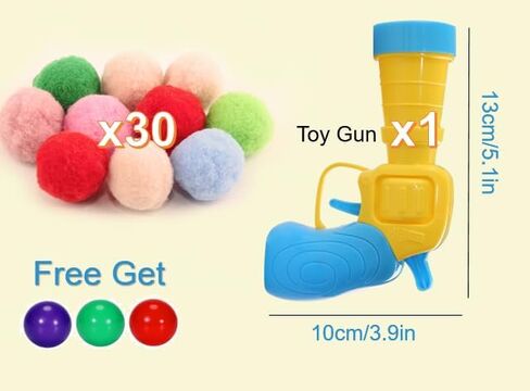34Pcs Cat Toy Ball Launcher Gun, Cat Balls Fetch Toy, Plush Fuzzy Balls Shooting Cat Toy, A Toy Gun Launcher with 30 PomPoms and 3 Bonus Balls, interactive Toy for Bored Indoor Cats, Kitten Pet Toys in Saudi Arabia