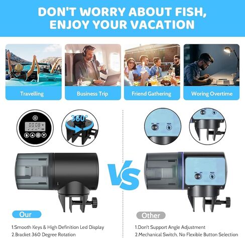 Automatic Fish Feeder,Btinf Adjustable Fish Feeder Dispenser,Vacation Auto Fish Feeder with LCD Display,Timer Fish Food Dispenser for Aquarium or Fish Tank in Saudi Arabia