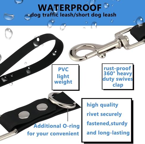 Short Dog Leash - 9 Inch, 0.6 Inch Wide Heavy Duty Traffic Leash for Dogs Short Leash for Dog Training Control, Waterproof PVC Dog Training Leashes Dog Grab Tab Dog Short Leash (Black, 9'') in Saudi Arabia
