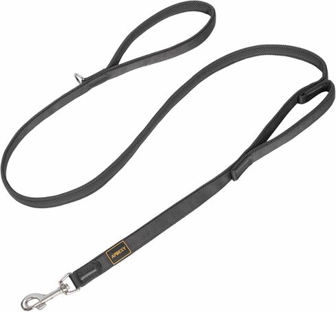 Dog Leash Two Handles, with Sandwich Mesh-Lined Webbing Traffic Padded, 6ft Long for Control Safety Training for Large Dogs Pull, Dual Handles Leads (Black/Grey, 1'' X 6ft.) in Saudi Arabia