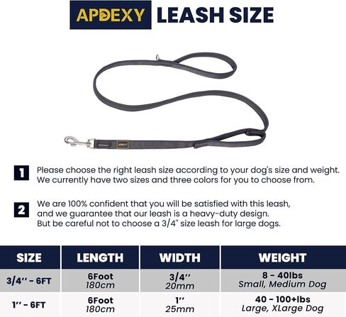 Dog Leash Two Handles, with Sandwich Mesh-Lined Webbing Traffic Padded, 6ft Long for Control Safety Training for Large Dogs Pull, Dual Handles Leads (Black/Grey, 1'' X 6ft.) in Saudi Arabia