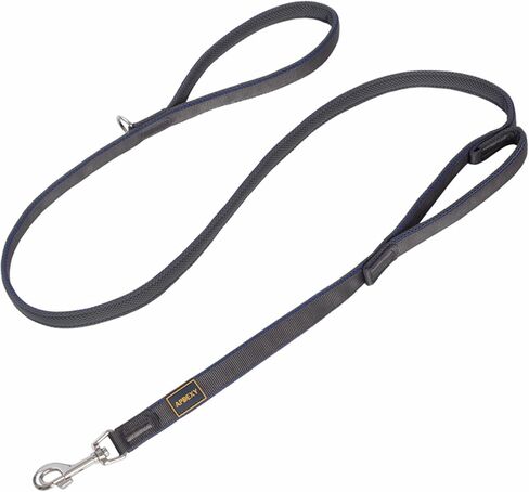 Dog Leash Two Handles, with Sandwich Mesh-Lined Webbing Traffic Padded, 6ft Long for Control Safety Training for Large Dogs Pull, Dual Handles Leads (Black/Grey, 1'' X 6ft.) in Saudi Arabia