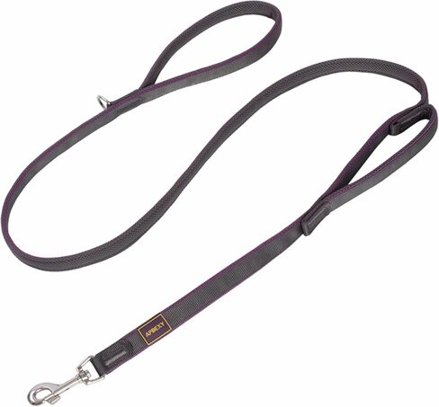 Dog Leash Two Handles, with Sandwich Mesh-Lined Webbing Traffic Padded, 6ft Long for Control Safety Training for Large Dogs Pull, Dual Handles Leads (Black/Grey, 1'' X 6ft.) in Saudi Arabia