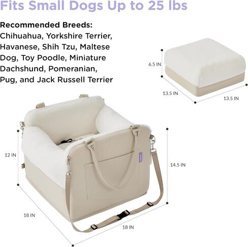 Lesure Dog Booster Car Seat - Dog Car Seats for Small Dogs Egg Crate Foam Dog Car Bed with Storage Pockets, Clip-On Leash for Travel Carrier Booster Bed Elevated Seat, Beige in Saudi Arabia