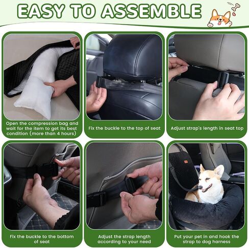 OTOB Dog Car Seat for Small Medium Dogs, Washable Ultra Soft Pet Booster Car Seat, Fully Detachable Puppy Car Seat with Clip-On Safety Leash, Comfy Small Dog Car Travel Bed Dog Carseat, Black in Saudi Arabia