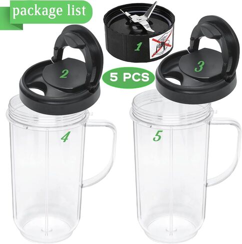 Blender Replacement Parts Compatible with Magic Bullet, Tall 22oz Cup with Flip-Top To-Go Lid, Cross Blade, Bullet Blender Cups Mug with Handle Compatible with Magic Bullet 250w MB1001 in Saudi Arabia