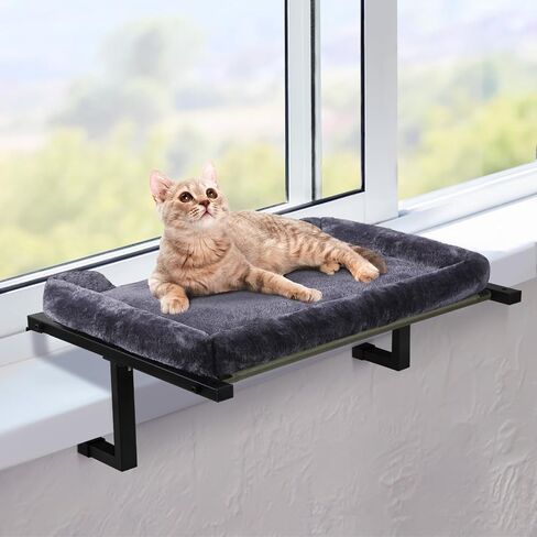 Cat Window Perch, Cat Hammock for Window Sill with Cushion Bed Cover,Cat Window Seat for Large Cats and Kittens Design with Metal Frame (Dark Grey, Large) in Saudi Arabia