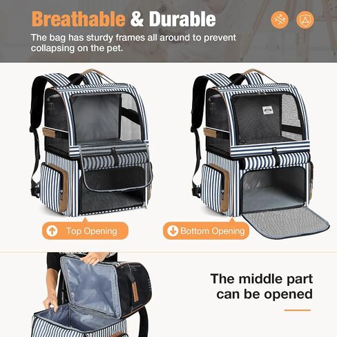 Double Cat Backpack Carrier for 2 Cats, Double-Compartment Pet Carrier Backpack for Two Small Cat or One Medium Cat, Cats Carrier Backpack Dog Carrier Backpack Fits Up to 24 Lbs,Black in Kuwait