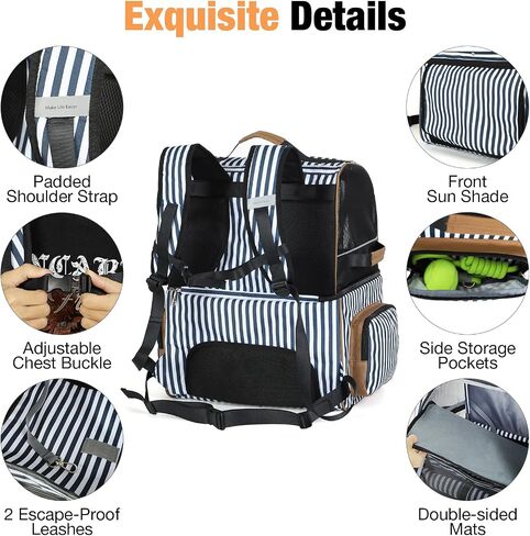 Double Cat Backpack Carrier for 2 Cats, Double-Compartment Pet Carrier Backpack for Two Small Cat or One Medium Cat, Cats Carrier Backpack Dog Carrier Backpack Fits Up to 24 Lbs,Black in Kuwait