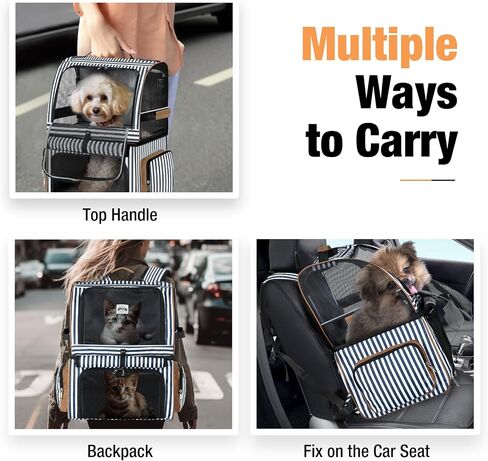 Double Cat Backpack Carrier for 2 Cats, Double-Compartment Pet Carrier Backpack for Two Small Cat or One Medium Cat, Cats Carrier Backpack Dog Carrier Backpack Fits Up to 24 Lbs,Black in Kuwait