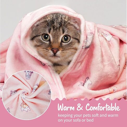 My Paws Super Soft & Cute Fluffy Premium Warm Calming Flannel Fleece Hypoallergenic Pet Napping Throw Blanket for Family and Small Medium Large Dog Puppy Cat Kitten Pink Beige 350GSM (30x40) in Saudi Arabia