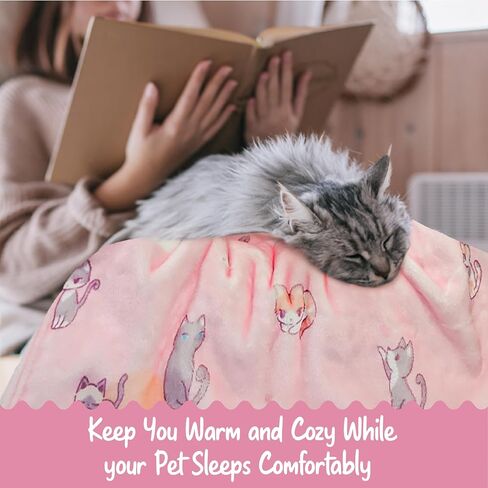 My Paws Super Soft & Cute Fluffy Premium Warm Calming Flannel Fleece Hypoallergenic Pet Napping Throw Blanket for Family and Small Medium Large Dog Puppy Cat Kitten Pink Beige 350GSM (30x40) in Saudi Arabia