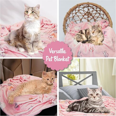 My Paws Super Soft & Cute Fluffy Premium Warm Calming Flannel Fleece Hypoallergenic Pet Napping Throw Blanket for Family and Small Medium Large Dog Puppy Cat Kitten Pink Beige 350GSM (30x40) in Saudi Arabia