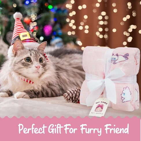 My Paws Super Soft & Cute Fluffy Premium Warm Calming Flannel Fleece Hypoallergenic Pet Napping Throw Blanket for Family and Small Medium Large Dog Puppy Cat Kitten Pink Beige 350GSM (30x40) in Saudi Arabia