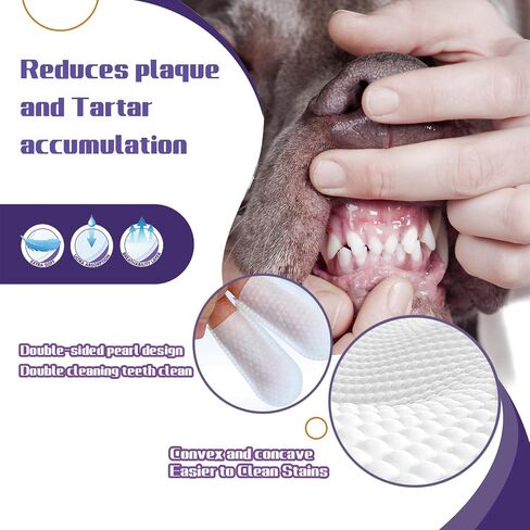 55 Counts Dogs & Cats Dental Care Wipes - Dog Teeth Cleaning Finger Wipes - Dog Tooth Brushing Kit Dental Wipes - Remove Bad Breath by Removing Plaque and Tartar Buildup & Freshens Breath in Saudi Arabia