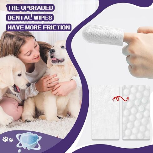55 Counts Dogs & Cats Dental Care Wipes - Dog Teeth Cleaning Finger Wipes - Dog Tooth Brushing Kit Dental Wipes - Remove Bad Breath by Removing Plaque and Tartar Buildup & Freshens Breath in Saudi Arabia