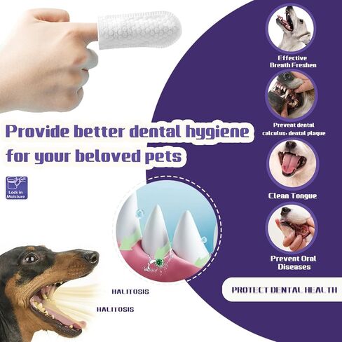 55 Counts Dogs & Cats Dental Care Wipes - Dog Teeth Cleaning Finger Wipes - Dog Tooth Brushing Kit Dental Wipes - Remove Bad Breath by Removing Plaque and Tartar Buildup & Freshens Breath in Saudi Arabia