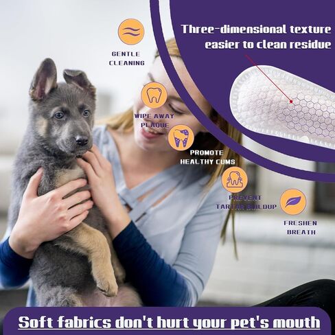 55 Counts Dogs & Cats Dental Care Wipes - Dog Teeth Cleaning Finger Wipes - Dog Tooth Brushing Kit Dental Wipes - Remove Bad Breath by Removing Plaque and Tartar Buildup & Freshens Breath in Saudi Arabia