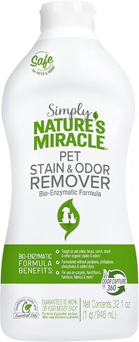 مزيل البقع والروائح الكريهة من نيتشرز ميراكل سيمبلي للحيوانات الأليفة، 32 أونصة، مصنوع من 86% من المواد السطحية المشتقة من النباتات in Kuwait