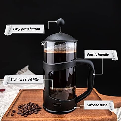 Mini French Press Coffee Maker 1 Cups, 12oz Coffee Press, Perfect for Coffee Lover Gifts Morning Coffee, Maximum Flavor Coffee Brewer with Stainless Steel Filter, 350ml - Small in Saudi Arabia