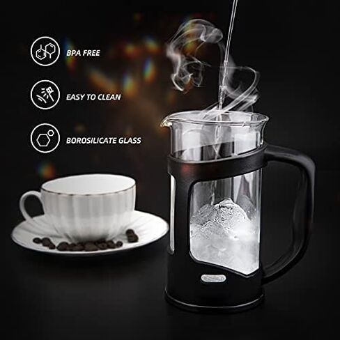 Mini French Press Coffee Maker 1 Cups, 12oz Coffee Press, Perfect for Coffee Lover Gifts Morning Coffee, Maximum Flavor Coffee Brewer with Stainless Steel Filter, 350ml - Small in Saudi Arabia