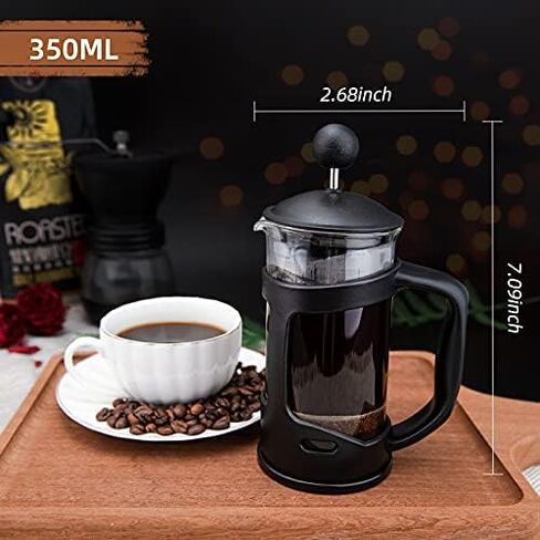 Mini French Press Coffee Maker 1 Cups, 12oz Coffee Press, Perfect for Coffee Lover Gifts Morning Coffee, Maximum Flavor Coffee Brewer with Stainless Steel Filter, 350ml - Small in Saudi Arabia
